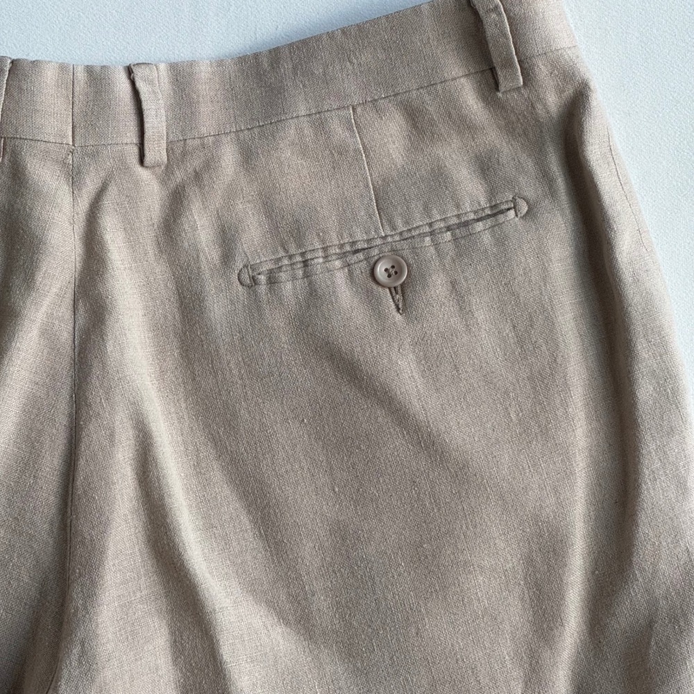 Paul Fredrick Mens Tan 100% Linen Flat Front Dress Pants Size 36 Tall Classic - Picture 8 of 14